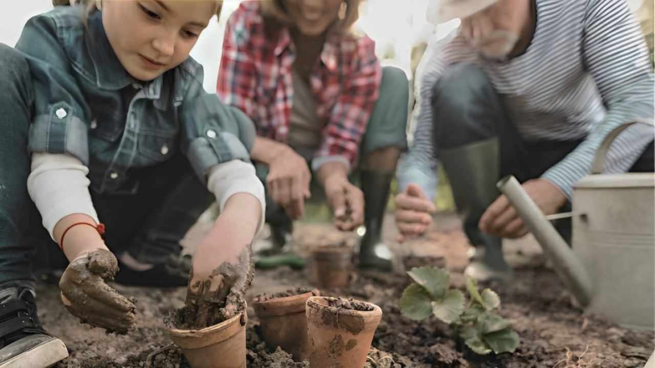 Famiglia prepara orto di settembre