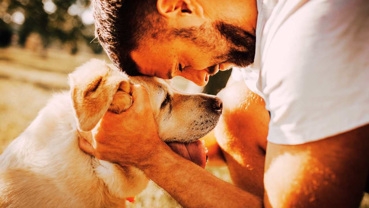 Un uomo con il suo cane